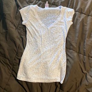 White leopard print see-through shirt